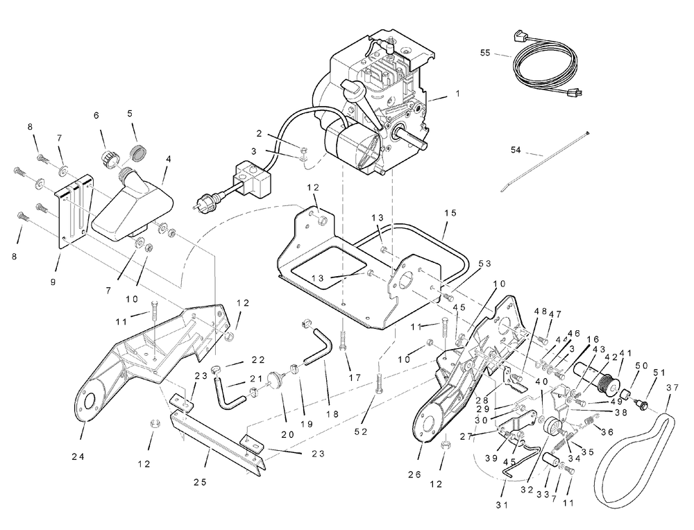 Engine And Frame Assembly Diagram and Parts List for 6210540X116NA-PM50E 2007 Briggs and Stratton Snow Blower